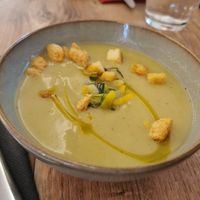zuchinni soup, veganized at Brasserie de l'Hôtel de Paris in Hendaye