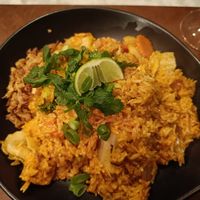 Red curry rice dish at Better than Hungry in Brussels
