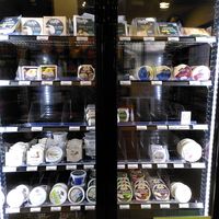 Vegan cheeses at Aujourd'hui Demain Concept Store in Paris