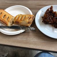 Vegan roll and chutney   at Café Number One in Shildon