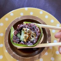 Vegetables inside out. The black rice adds a twist to the flavor    at Vegan Haus in Berlin