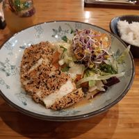 Sesame-tofu in peanut-curry sauce at Vegan Haus in Berlin