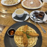 Vegan chicken and waffles  at Seven Mile Cafe in Denton