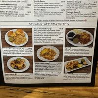 Vegan menu  at Seven Mile Cafe in Denton