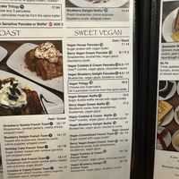 Vegan menu  at Seven Mile Cafe in Denton