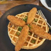 Vegan chickn and waffle   at Seven Mile Cafe in Denton