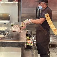 Clean up before cooking   at Flat Top Grill - The Loop in Chicago