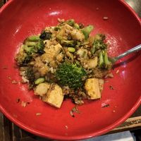 DIY bowl with tofu, white rice, and other veggies   at Flat Top Grill - The Loop in Chicago