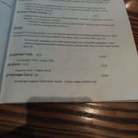 The curry menu at Golden Ginkgo  in Berlin