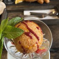 Ice cream in coconut dough  at Golden Ginkgo  in Berlin
