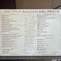 Menu  at Boccon del Prete in Siena