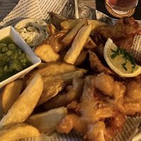 Banana blossom fish and chips! Absolutely delicious!!   at The Boars Head in Louth