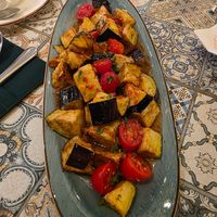 Aubergine, tomate & sweet sour sauce at Navat in Almaty