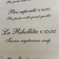 Menu primi  at Antico Travaglio in Monteriggioni