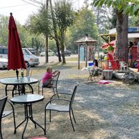Outdoor seating    at Ima's Kitchen in Denman Island