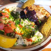 Vegetarian plate at Abu Salim Middle Eastern Grill in San Francisco