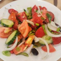 Tomato/cucumber salad (I had already eaten some) at Taverna Vosporos in Kavala