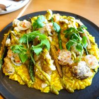 Amazonian risotto with crispy oyster mushrooms at Gusto Creciente  in Lima
