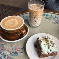 Vegan carrot cake and drinks at Cafe Sjávarborg in Stykkisholmur
