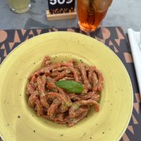 Whole-meal pasta with pistacchio pesto  at Vivandaio in Florence