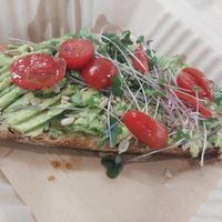 classic avo toast with toms and microgreens at Wellthy Juice Co in Springfield