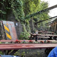Back side of outdoor patio area  at Saint Paul Brewing in St Paul