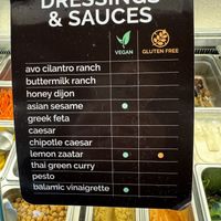 Vegan sauces clearly markedd  at Cultures in Guelph