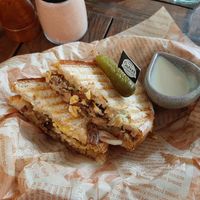 Grilled Panini with vegan cheese, caramelised onion & meaty mushrooms 😋 at Firefly in Pai