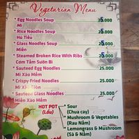 English menu at Hoa an in Chau Doc