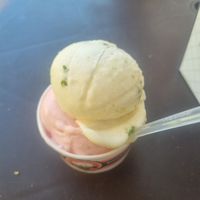 Pineapple and coriander and watermelon and lime ice cream. at Pastelaria de Santo António in Costa Da Caparica