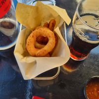Onion rings  at St. Angus Burger Bar in Corinth