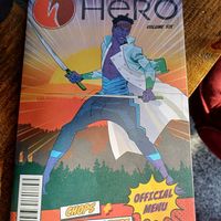 Comic book menu at Hero Restaurant  in Nairobi