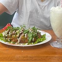 Sandwich with falafel and Limonada de coco  at Sanissimo Bio - Pance in Cali