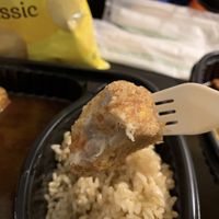 Eating leftover taro fritters back in my hotel room—they were still tasty!!!  at Cisu Vegan House in Hanover