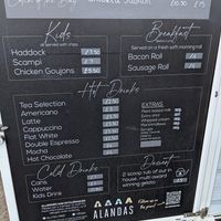 Drinks menu at Alandas in Longniddry