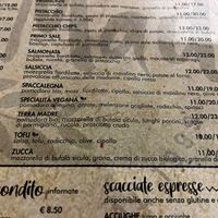 Some vegan options on menu  at Terramadre Pizzeria Biologica in Catania