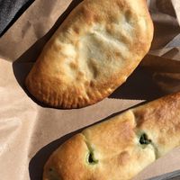 Pastry with potato and spinach  at QooQy Bakery in Tbilisi