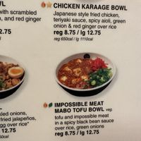Bowl Menu  at Silverlake Ramen in Manhattan Beach