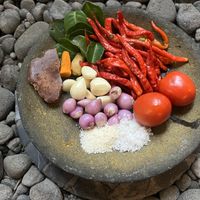 Ingredients for amazing Sambal  at Bu Herni's Cooking Course in Yogyakarta