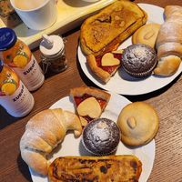 One of our breakfasts, fruit not pictured at BiancoGelso b&b Vegan in Gardone Riviera