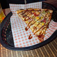 Vegan Texas BBQ pizza slice at Dirty Blondes in Blackpool