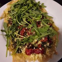 Pesto flatbread (vegan cheese) at Jazzy Ladies Cafe & Club in Eugene