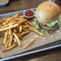 Chicken sandwich and friess  at Community Beer Co in Dallas