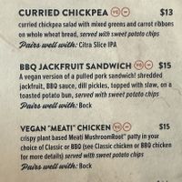Vegan sandwich options  at Community Beer Co in Dallas
