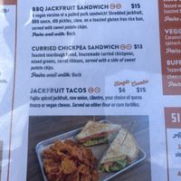 Vegan menu  at Community Beer Co in Dallas
