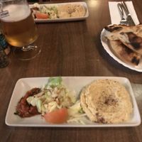 Hummus, salsa and salad starters  at The Olive Branch in Sowerby Bridge