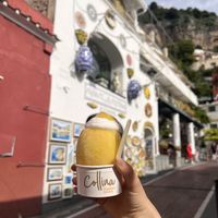Lemon sorbet in a lemon   at Collina Positano Bakery in Positano