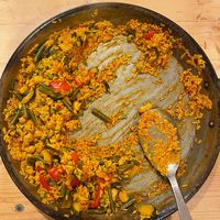 Vegan paella at Ristorante Pizzeria Mare Mio in Torrette