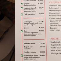 Vegan menu at Ristorante Pizzeria Mare Mio in Torrette