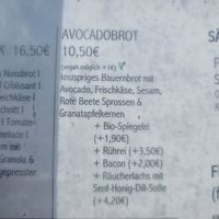 Avocado bread (+1 € for vegan, why??) at MEERSATT - Café & Bar in Sankt Peter-ording